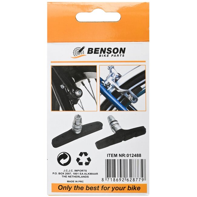 Benson V-remblokken - 70 mm - Inbus - per paar - zwart