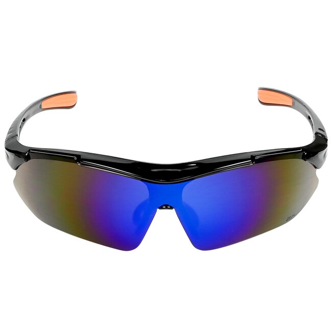 Hofftech Sport- en veiligheidszonnebril - krasbestendig - 100% UV-bescherming - blauw/zwart/oranje