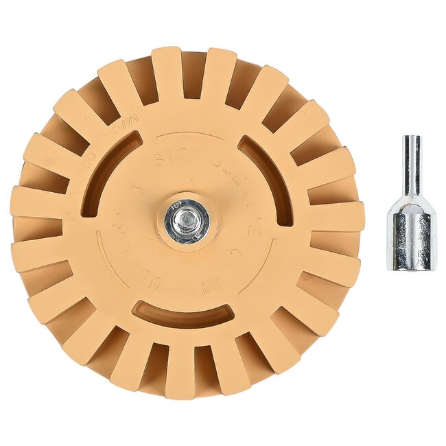 Hofftech Folie- en stickerverwijderaar - Caramelschijf - 100 mm - Voor boormachine - Beschadigt ondergrond niet