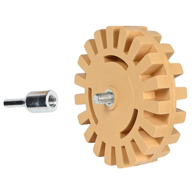 Hofftech Folie- en stickerverwijderaar - Caramelschijf - 100 mm - Voor boormachine - Beschadigt ondergrond niet