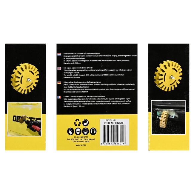 Hofftech Folie- en stickerverwijderaar - Caramelschijf - 100 mm - Voor boormachine - Beschadigt ondergrond niet