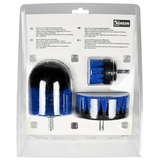 Benson Reinigingsborstels voor boor - 3-delige set - veelzijdig - maximaal 1200 toeren