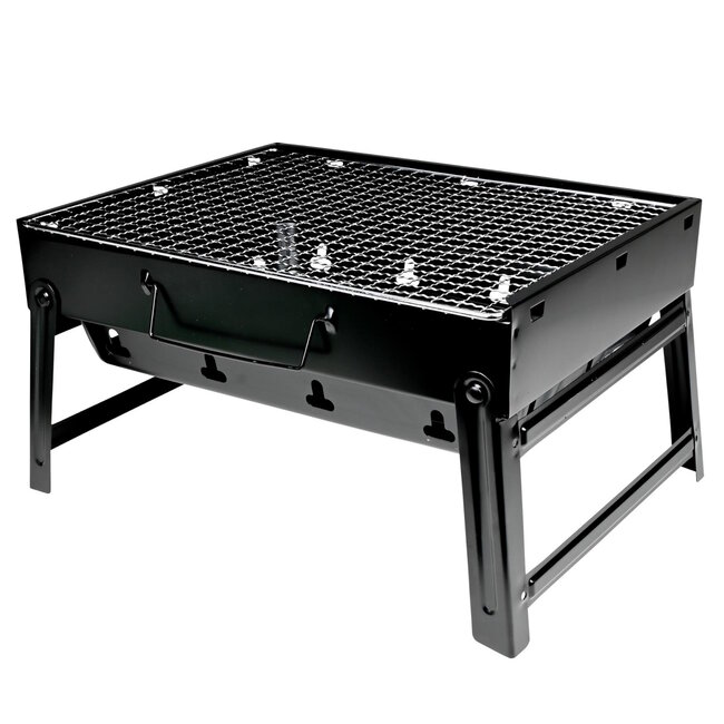Benson Compacte barbecue met handvat - draagbaar - 35 x 27 x 20 cm - zwart