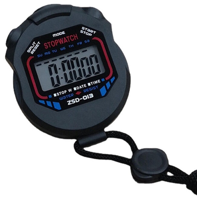 Benson Precisie Stopwatch - Sporttimer - 1/100 sec - Alarm - Klokfunctie - Zwart/Geel