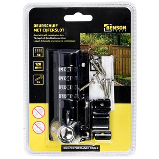 Benson Deurschuif met cijferslot - 4-cijferig - corrosiebestendig - 120 x 50 mm