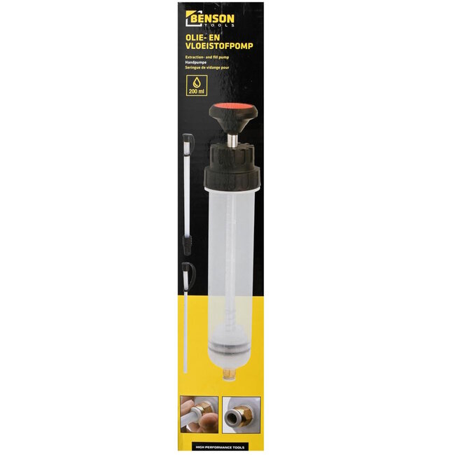 Benson Handpomp voor vloeistoffen - 200 ml - Inclusief flexibele slangen en anti-lekdop