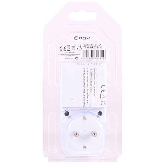 Benson Digitale tijdklok - binnen - 230V - wit - aan/uit- en aftelfunctie