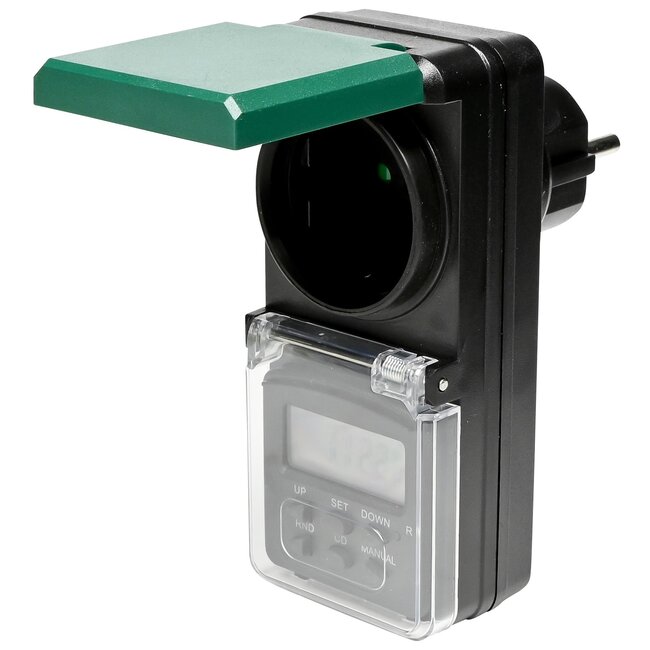 Benson Digitale tijdklok - voor buiten - spatwaterdicht - zwart - 230 Volt