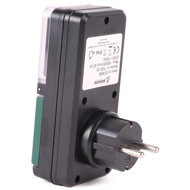 Benson Digitale tijdklok - voor buiten - spatwaterdicht - zwart - 230 Volt