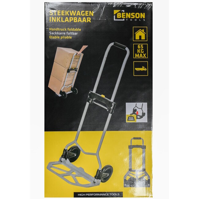Benson Opklapbare steekwagen - 65 kg capaciteit - 7 inch rubberen wielen - compact en stevig