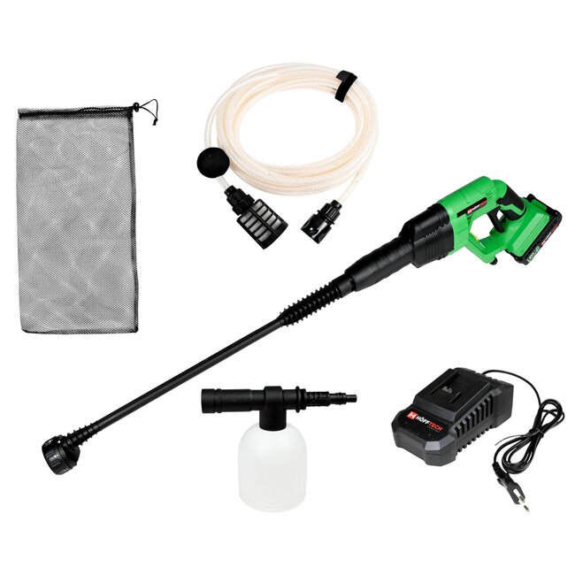 Hofftech Draadloze hogedrukreiniger - water aanzuigfunctie - 20V - 6 spuitstanden - 120 l/u - 3,15 kg