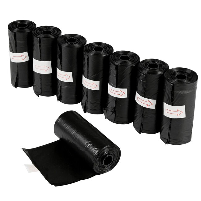 Benson Zwarte hondenpoepzakjes - 8 rollen - sterk en duurzaam - 120 stuks