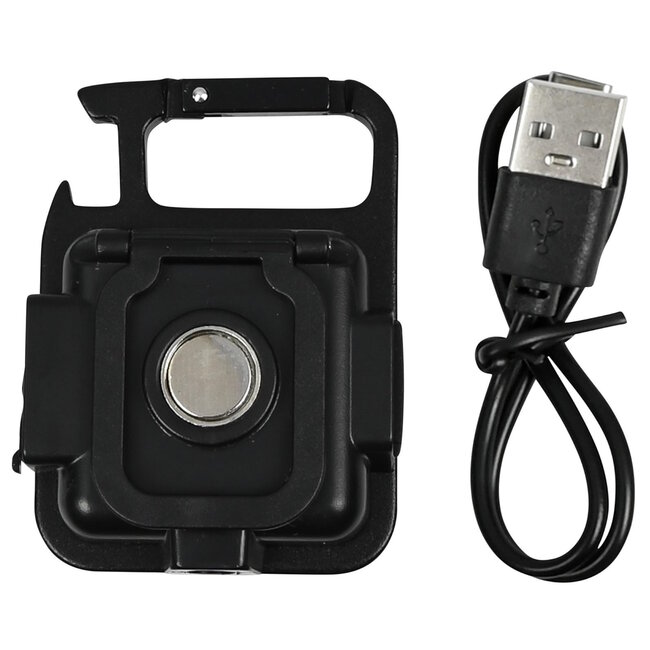 Hofftech Compacte oplaadbare sleutelhanger zaklamp - 230 lumen - met flesopener en USB-opladen