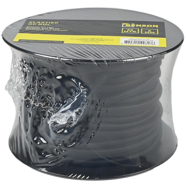 Benson Elastiek op rol - 6 mm - 25 meter - sterk en weerbestendig - zwart