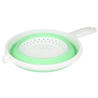 Benson Opvouwbaar vergiet - ruimtebesparend - groen/wit - Ø 22 cm - hittebestendig tot 140°C