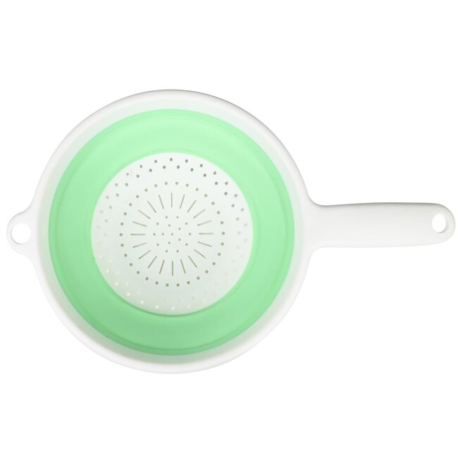 Benson Opvouwbaar vergiet - ruimtebesparend - groen/wit - Ø 22 cm - hittebestendig tot 140°C