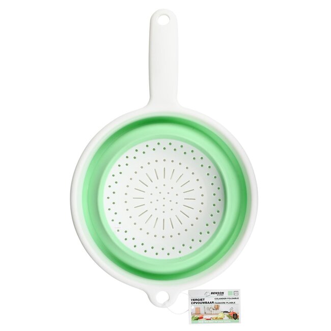 Benson Opvouwbaar vergiet - ruimtebesparend - groen/wit - Ø 22 cm - hittebestendig tot 140°C