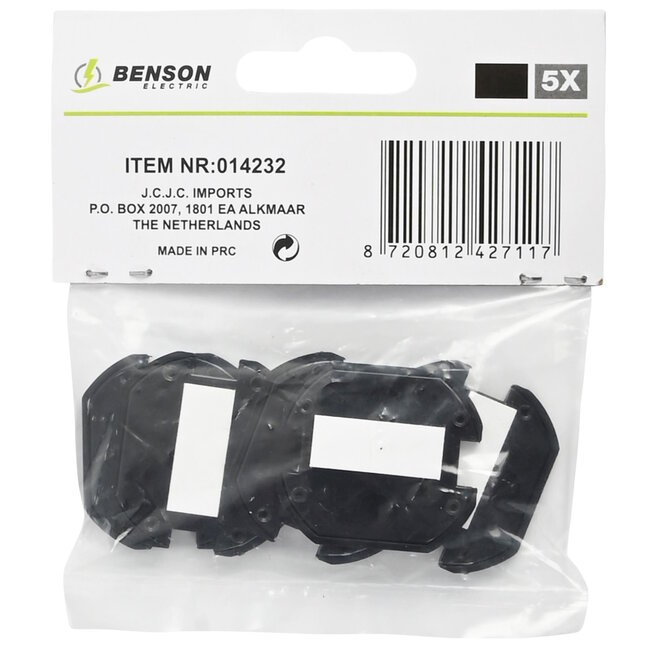 Benson Zwarte stopcontactbeveiligers - set van 5 - eenvoudige installatie - optimale bescherming