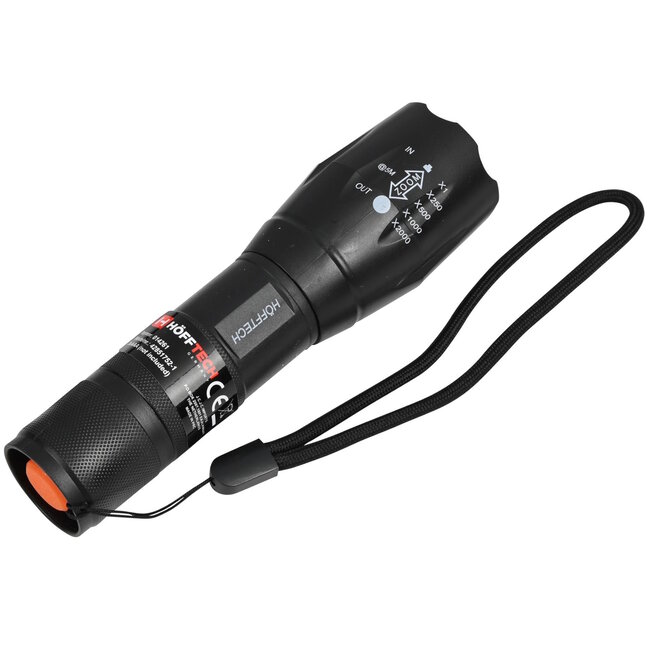 Hofftech Veelzijdige tactische zaklamp - 5 standen - 260 lumen - zoomfunctie - robuuste behuizing