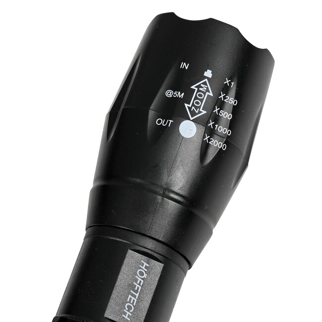 Hofftech Veelzijdige tactische zaklamp - 5 standen - 260 lumen - zoomfunctie - robuuste behuizing