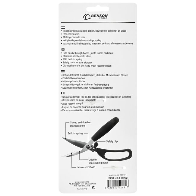 Benson Gevogelte- en wildschaar - ergonomisch ontwerp - robuuste constructie - krachtig en duurzaam