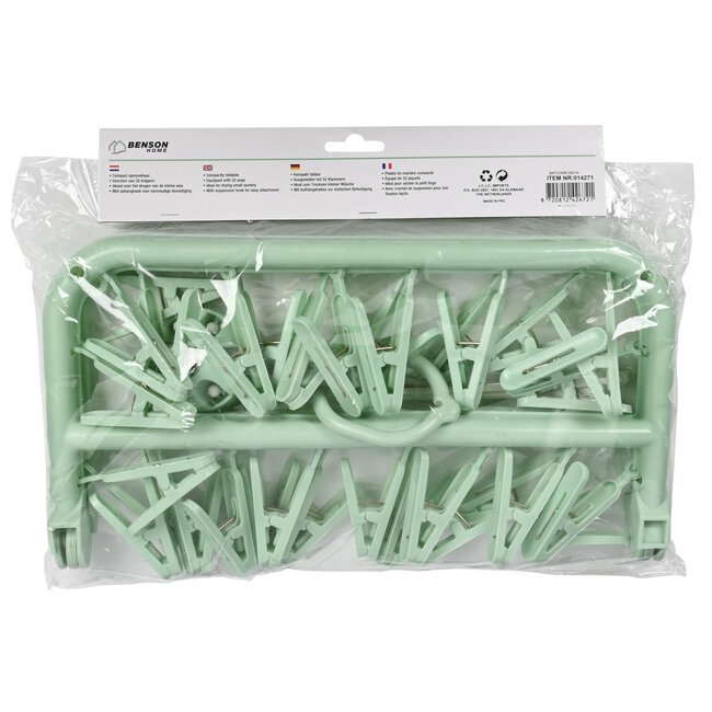 Benson Opvouwbare droogcarrousel - 32 knijpers - ideaal voor kleine ruimtes - compact en efficiënt