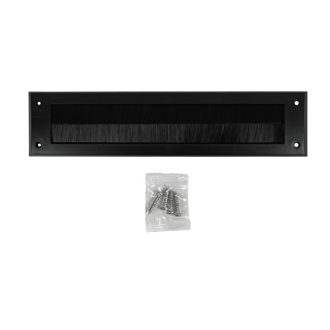Benson Zwarte tochtafsluiter voor brievenbus - kunststof - met borstel - 340 x 79 mm
