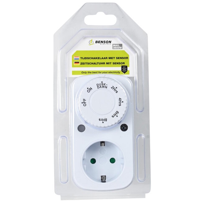 Benson Automatische tijdschakelaar met dag/nacht sensor en afteltimer - max 3600W