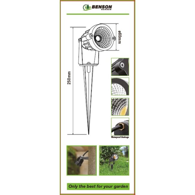 Benson Energiezuinige LED tuinspot - waterdicht - daglicht wit - 5W - IP65