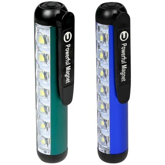 Hofftech Compacte oplaadbare zaklamp met magneetklip - 4 lichtstanden - blauw/groen