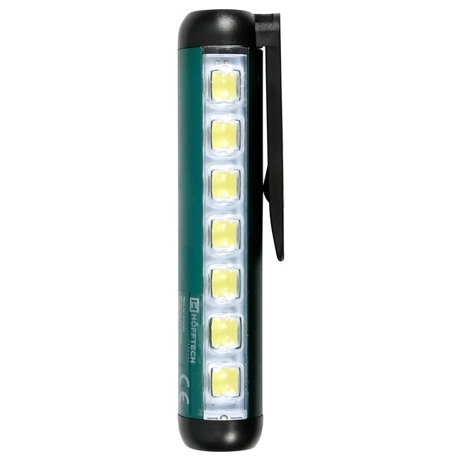 Hofftech Compacte oplaadbare zaklamp met magneetklip - 4 lichtstanden - blauw/groen