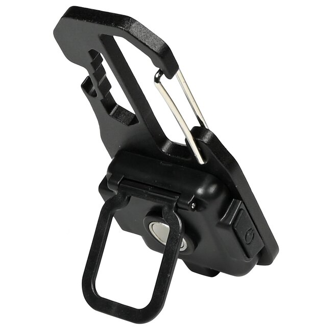 Hofftech Compacte sleutelhanger zaklamp - 380 lumen - oplaadbaar - met karabijnhaak - zwart