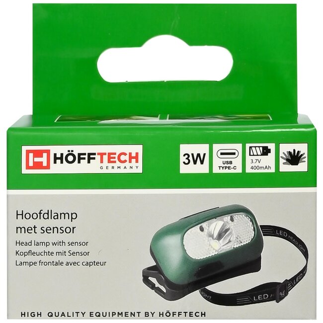 Hofftech Oplaadbare hoofdlamp - sensorfunctie - handsfree - groen