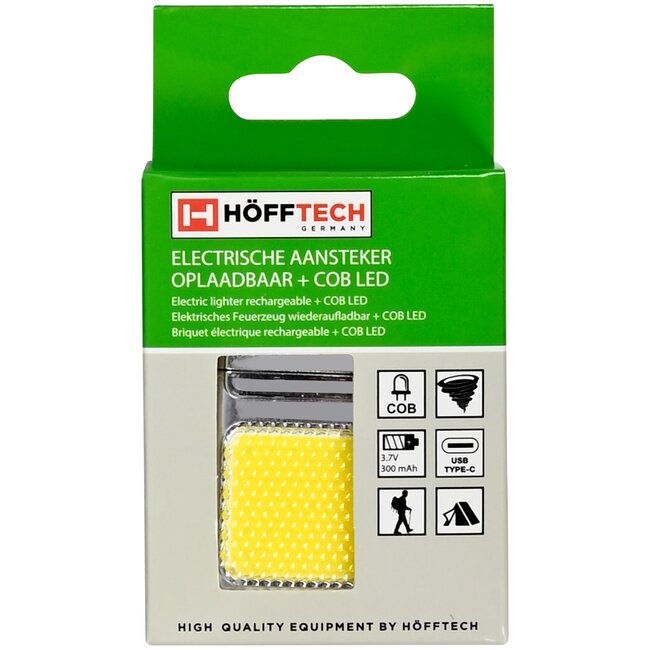 Hofftech Oplaadbare elektrische aansteker - COB LED - Type-C USB - ideaal voor outdoor en noodsituaties