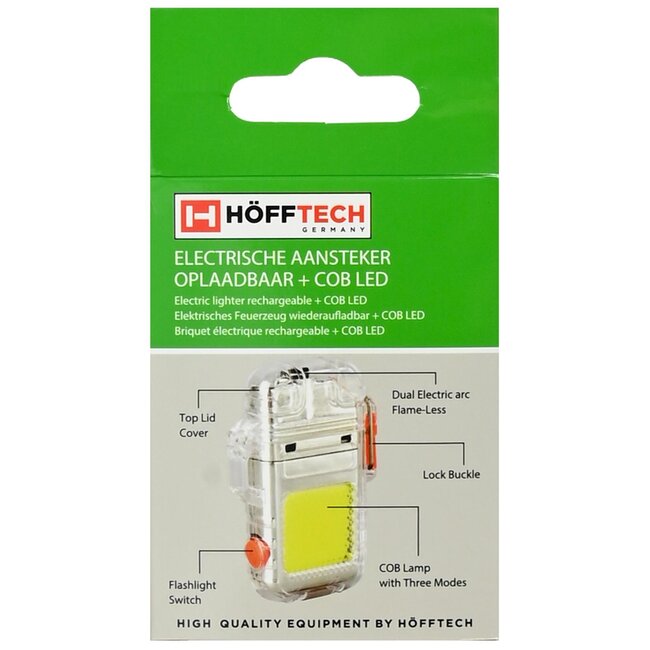 Hofftech Oplaadbare elektrische aansteker - COB LED - Type-C USB - ideaal voor outdoor en noodsituaties