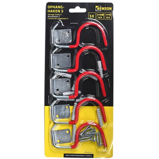 Benson Set ophanghaken - gegalvaniseerd met kunststof coating - 5 stuks - 8,5 x 4,2 cm