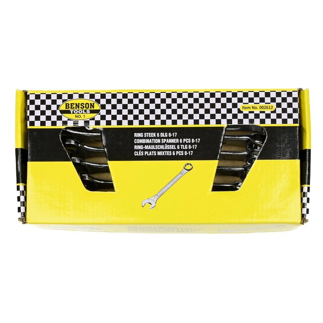 Benson 6-delige ringsteeksleutelset - 8 t/m 17 mm - duurzaam chroom vanadium staal