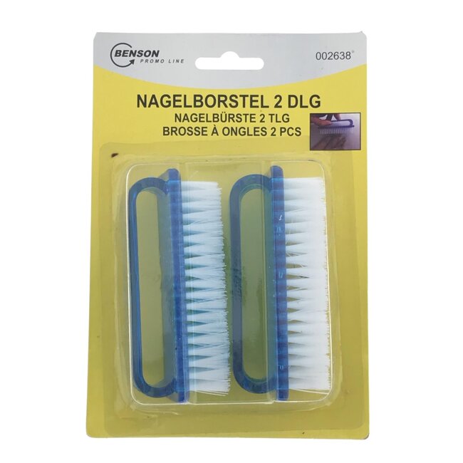 Benson Set nagelborstels - stevig - plastic handvat - 8 cm - 2 stuks
