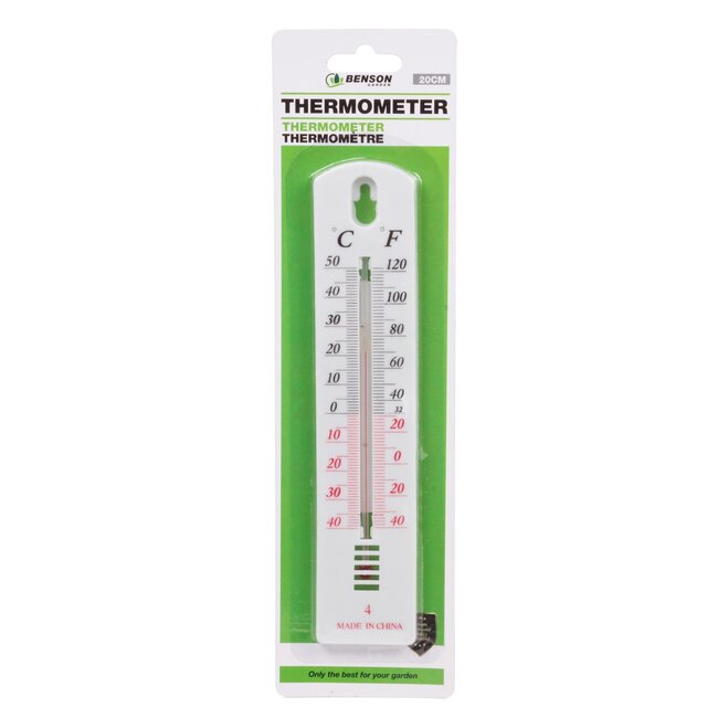 Benson Buitenthermometer - Kunststof - Celsius en Fahrenheit - 20 cm - Wit
