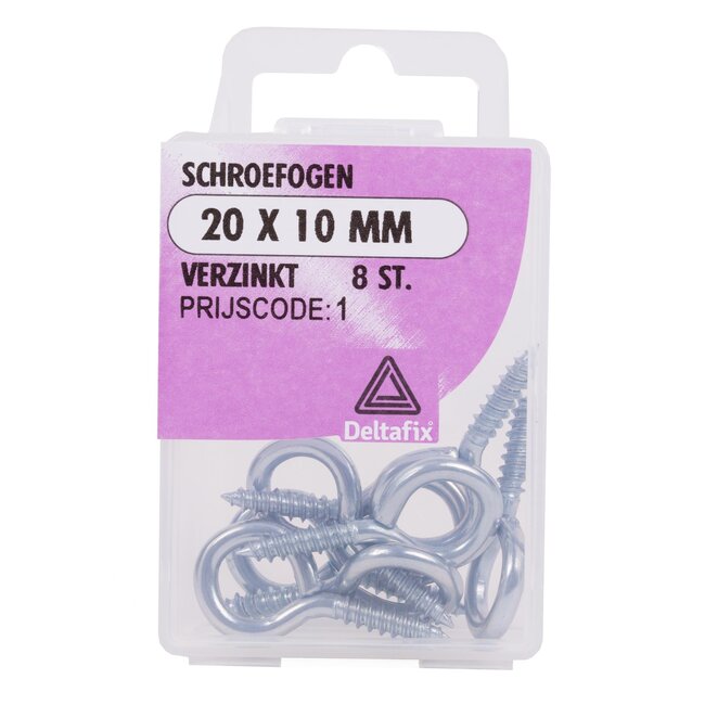 Deltafix Veelzijdige schroefogen - 20 x 10 mm - set van 8 stuks - ideaal voor ophangen plafonds en lampen