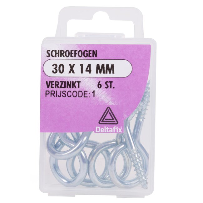 Deltafix Stevige schroefogen - verzinkt - 30 x 14 mm - 6 stuks