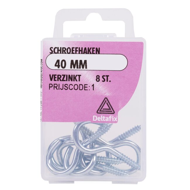 Deltafix Verzinkte schroefhaken - 40 mm - set van 8 - voor hout en steen