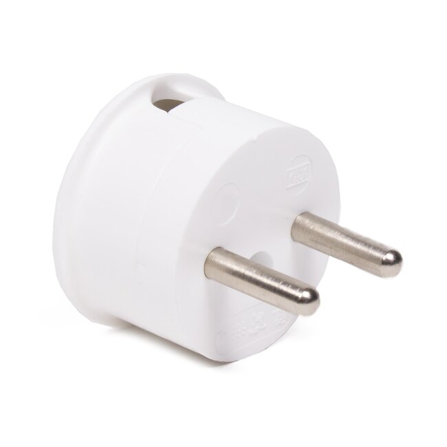 Benson Haakse stekker - 2-polig - ruimtebesparend - 230 Volt - wit