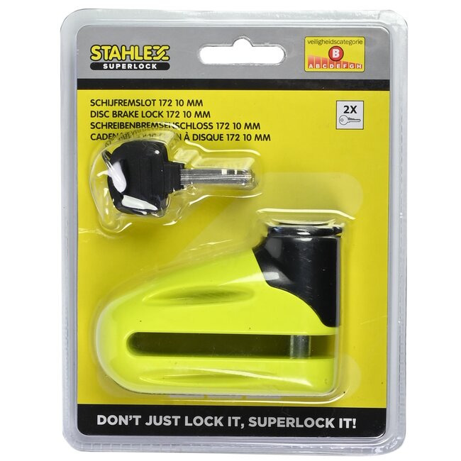 Stahlex Schijfremslot - Gehard Staal - Afgeschermd Sleutelgat - Opvallende Kleur - 10 mm