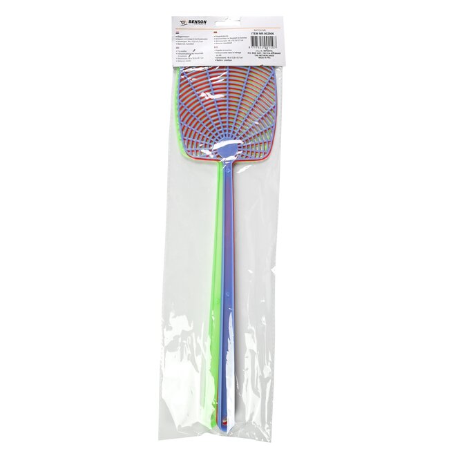 Benson Set vliegenmeppers - duurzaam - 3 stuks - rood/groen/blauw