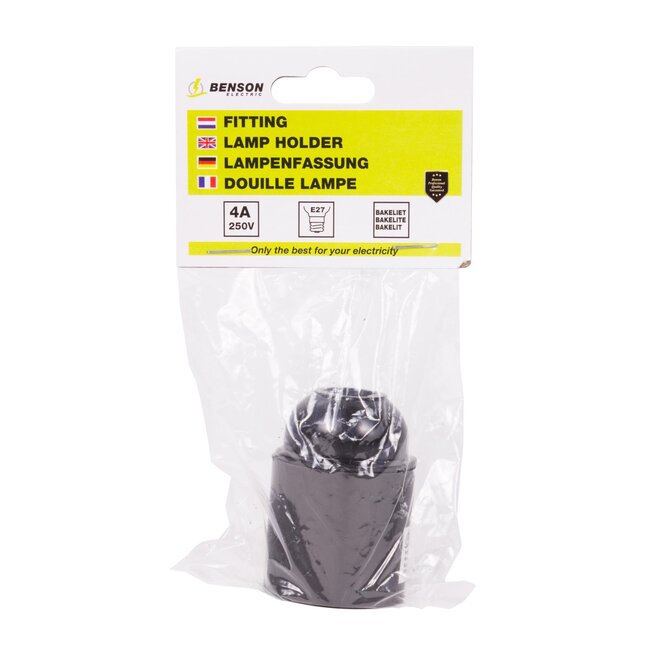 Benson Fitting E27 - Kunststof - Schroefverbinding - Zwart - Duurzaam en Stijlvol