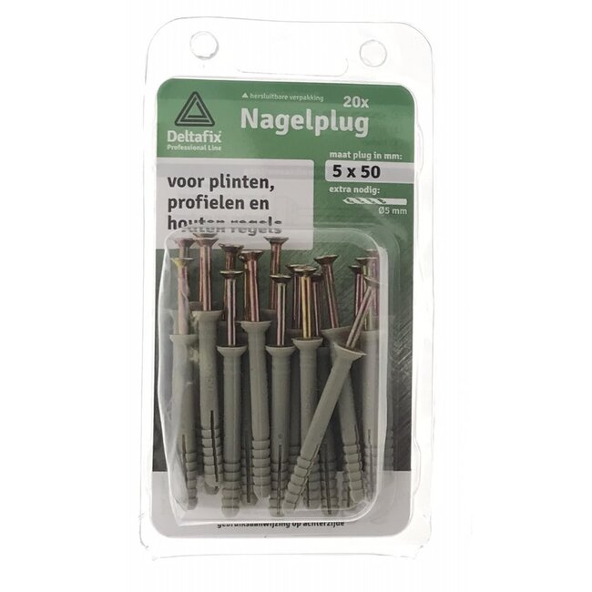 Deltafix Slagpluggen - 5 x 50 mm - Kunststof - 20 stuks