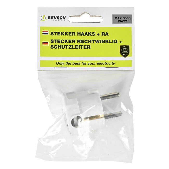 Benson Haakse stekker met randaarde - 3500 watt - wit