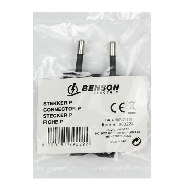 Benson Platte stekker - zwart - 2.5 Ampère - type C