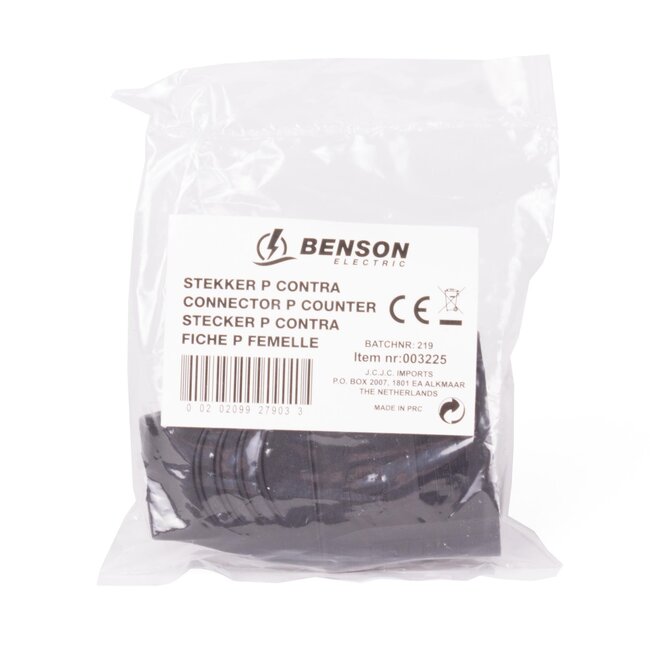 Benson Platte zwarte contrastekker - type C - 2.5 Ampère - slank ontwerp